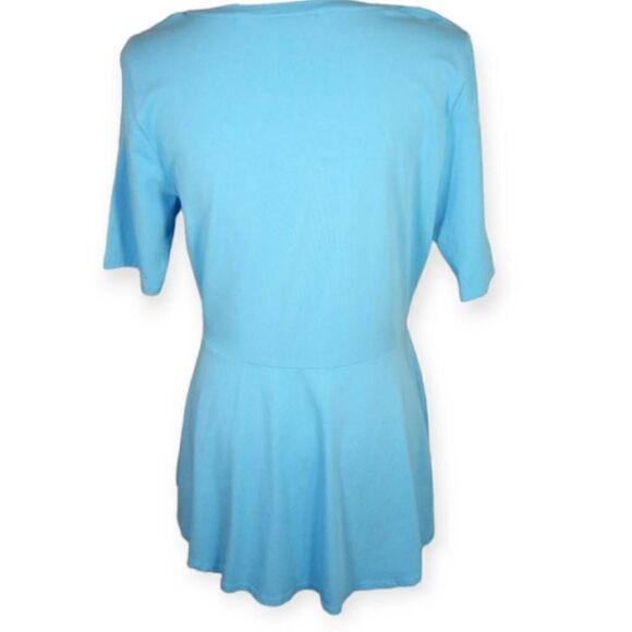 ISAAC MIZRAHI LIVE BLUE RUFFLE SHIRT SZ.S EUC - Picture 4 of 7